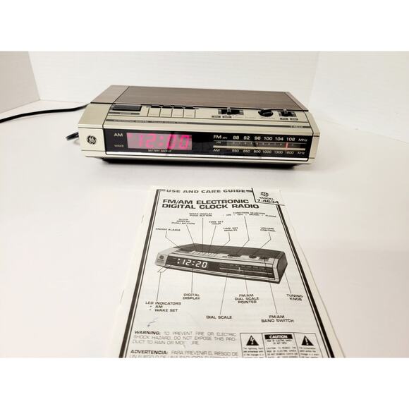 Vintage GE FM/AM Electronic‎ Digital Clock Radio Model 7-4634 + Original Manual - Picture 5 of 5